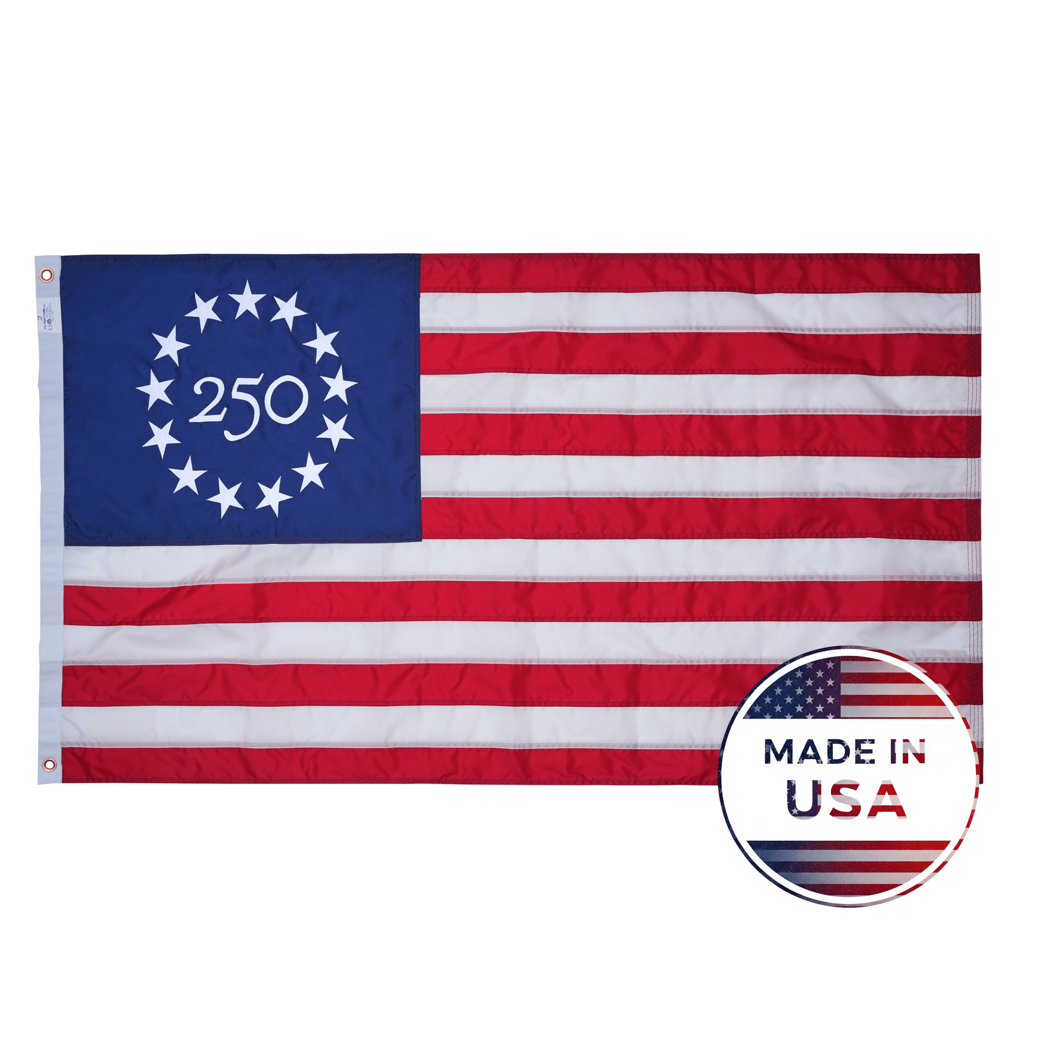250th Nylon Betsy Ross Flag - Embroidered, 100% Made in USA