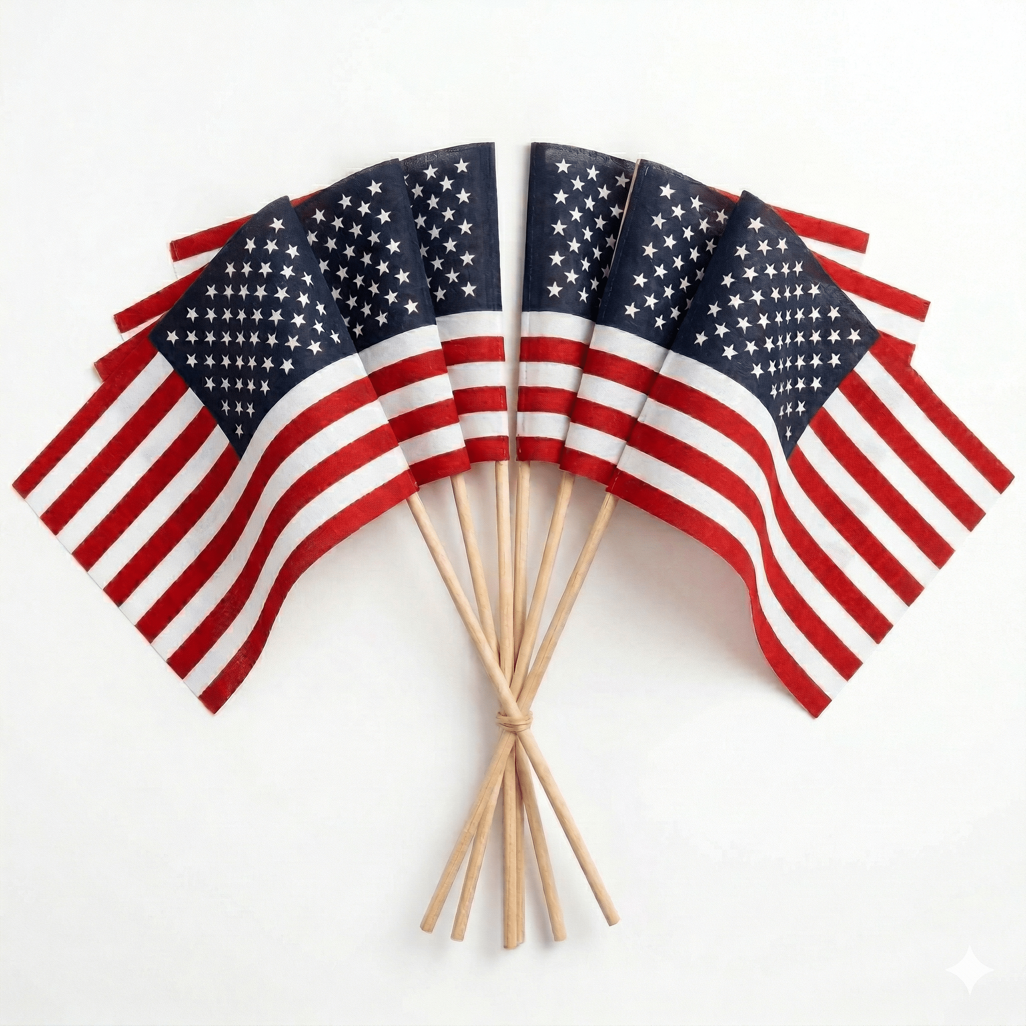 Poly Cotton US Stick Flag with Natural Wood Stick - Made in USA
